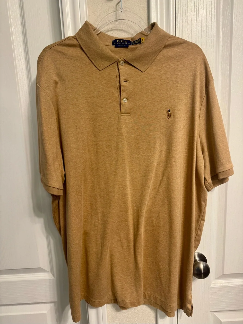 Ralph Lauren Men's Polo in Camel Tan with Embroidered Pony